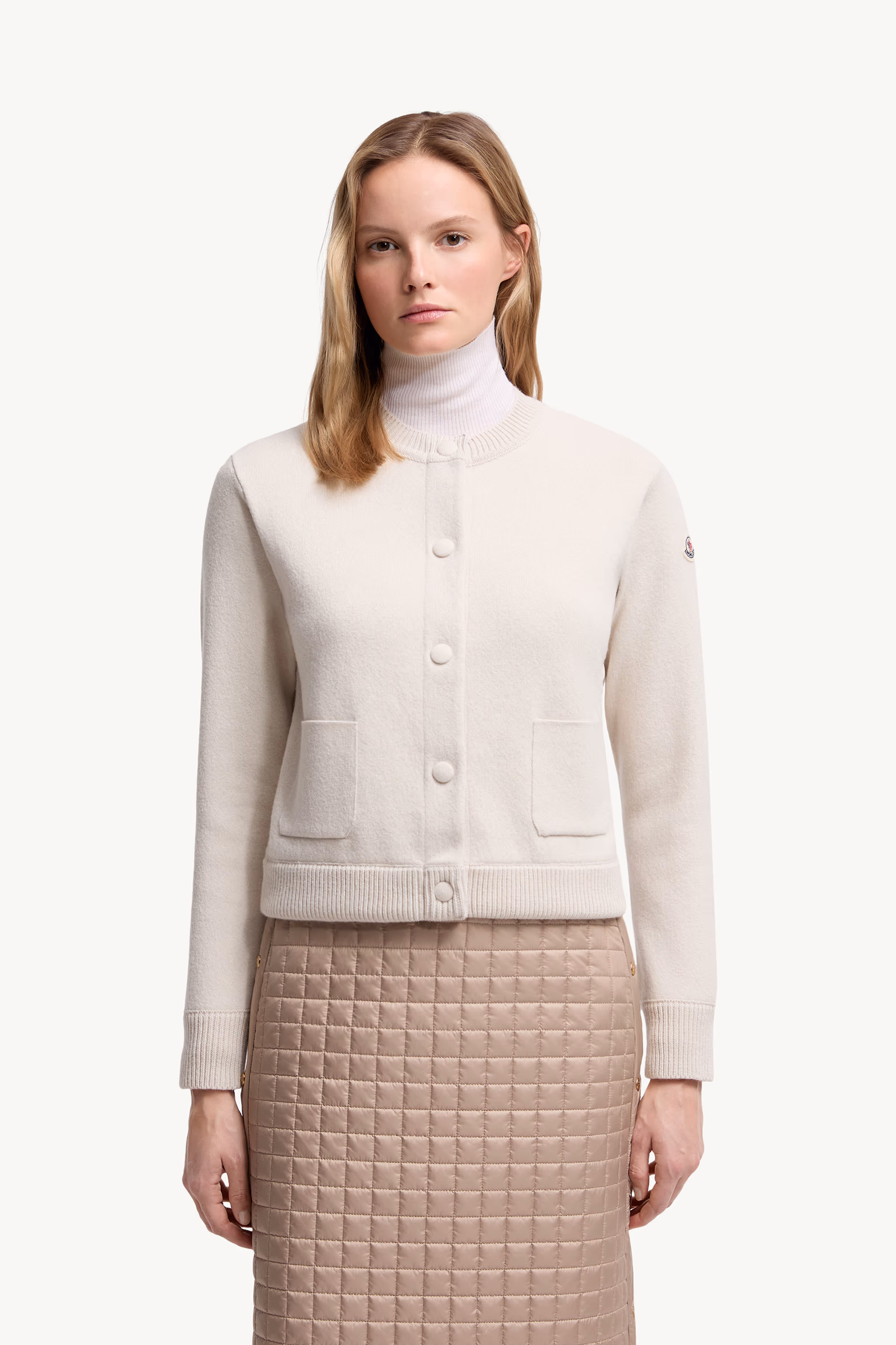 Cardigan matelassé en laine Femmes Blanc Moncler 3